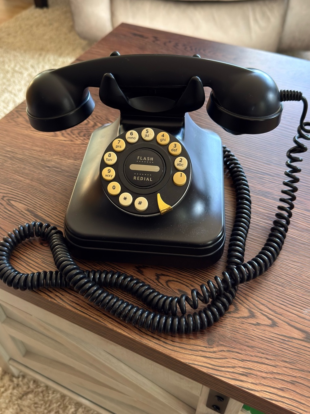 Pottery Barn Vintage Art Deco Home Black Rotary-Style Desk Phone